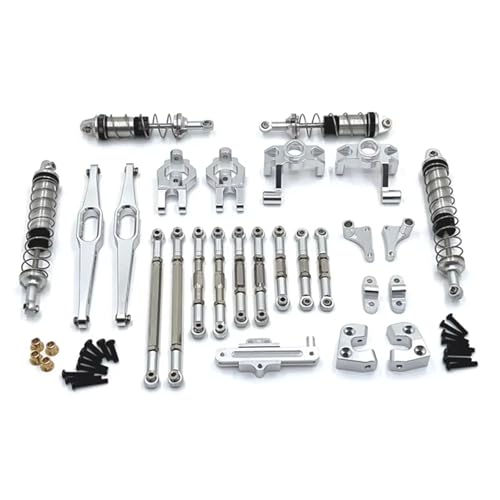 JYYTERD RC Teile Kompatibel Mit Wltoys 12429 1/12 RC Autozubehör, Metall-Upgrade-Teile-Set, Lenkungsbaugruppe, Verbindungsstange, Stoßdämpfer-Set(White) von JYYTERD