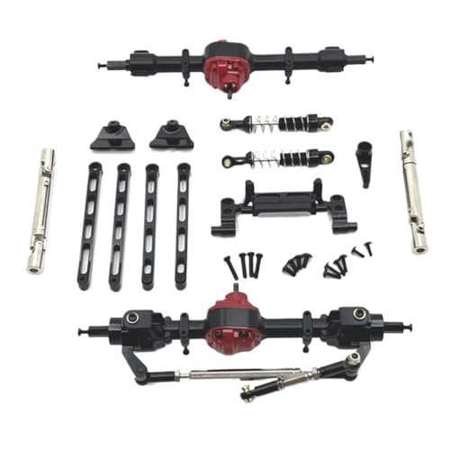 JYYTERD RC Upgrade Zubehör Für MN Für MN82 LC79 MN78 1/12 Metall Vorder- Und Hinterachse Für Chassis Link Stange Zugstange Montieren Stoßdämpfer Set RC Auto Upgrade Teile(Black) von JYYTERD