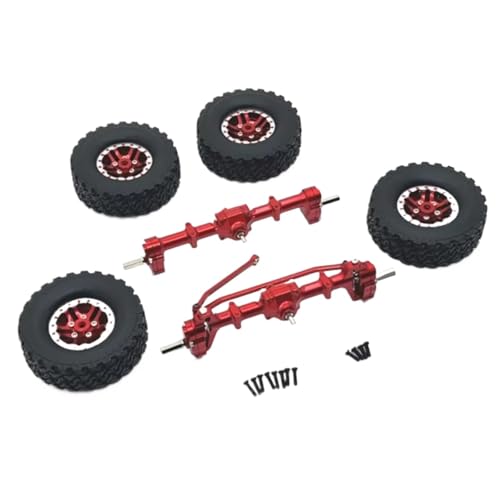 JYYTERD RC Upgrade Zubehör Für MN78 MN82 MN99S MN98 1/12 Metall Vorne Und Hinten Portal Achse Beadlock Rad Reifen Set RC Auto Upgrade Teile Zubehör(Red) von JYYTERD