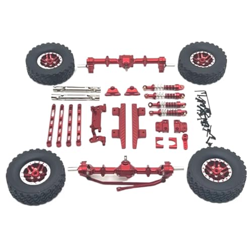 JYYTERD RC Upgrade Zubehör Für MN82 1/12 Metall Vordere Und Hintere Portal Achse Für Chassis Link Stange Zugstange Montieren Stoßdämpfer Reifen Seite Pedal RC Auto Upgrade Teile(Red) von JYYTERD