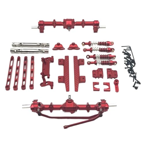 JYYTERD RC Upgrade Zubehör Für MN82 1/12 Metall Vordere Und Hintere Portal Achse Für Chassis Link Stange Zugstange Montieren Stoßdämpfer Seite Pedal RC Auto Upgrade Teile(Red) von JYYTERD