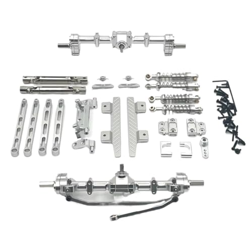 JYYTERD RC Upgrade Zubehör Für MN82 1/12 Metall Vordere Und Hintere Portal Achse Für Chassis Link Stange Zugstange Montieren Stoßdämpfer Seite Pedal RC Auto Upgrade Teile(Silver) von JYYTERD