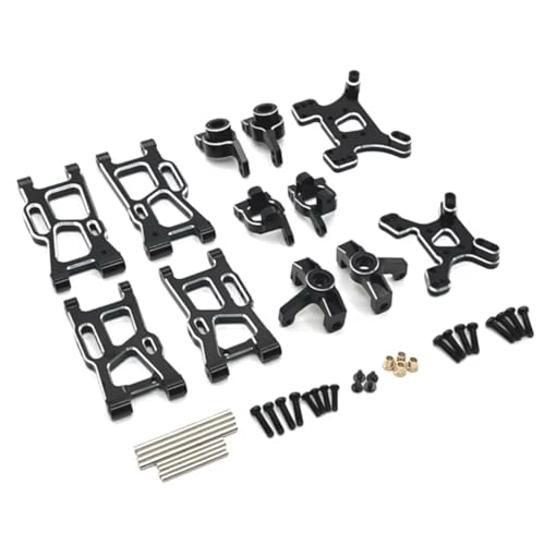 JYYTERD RC Upgrade Zubehör Für RIaarIo Für XDKJ-001 XDKJ-006 AM-X12 Metall Suspension Arme Lenkung Cup Hub Träger Shock Tower Set Upgrade Teile(Black) von JYYTERD