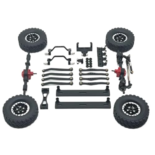 JYYTERD RC Upgrade Zubehör Für WPL Für C64 C64-1 1/16 Metall Vorder- Und Hinterachse Für Chassis Link Stange Zugstange Montieren Seite Pedal Reifen Set RC Auto Upgrade Teile(Black) von JYYTERD