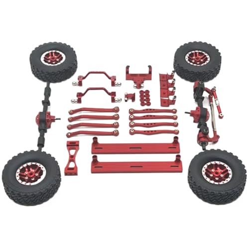 JYYTERD RC Upgrade Zubehör Für WPL Für C64 C64-1 1/16 Metall Vorder- Und Hinterachse Für Chassis Link Stange Zugstange Montieren Seite Pedal Reifen Set RC Auto Upgrade Teile(Red) von JYYTERD