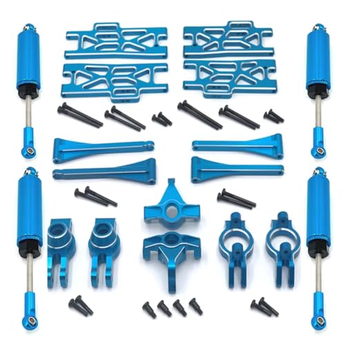 JYYTERD RC Upgrade Zubehör Für Wltoys Für 1/10 104016 104018 104009 1/12 12402-A 12404 12409 Metall Upgrade Teile Kit Lenkung Montage Link Stange Stoßdämpfer Set RC Auto(Blue) von JYYTERD