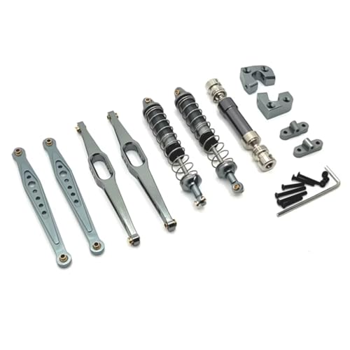 JYYTERD RC Upgrade Zubehör Für Wltoys Für 124006 12423 12427 12428 12429 1/12 Metall Upgrade Teile Kit Antriebswelle Stoßdämpfer Längslenker RC Auto Zubehör(Gray) von JYYTERD