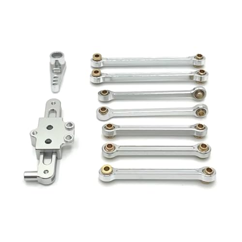 JYYTERD RC Upgrade Zubehör Für Wltoys Für 124006 12423 12427 12428 12429 1/12 Metall Upgrade Teile Kit Lenkung Montage Link Stange Servo Arm RC Auto Zubehör(Silver) von JYYTERD