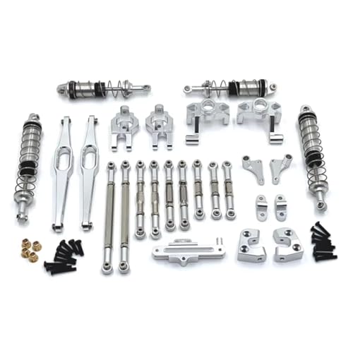 JYYTERD RC Upgrade Zubehör Für Wltoys Für 12429 1/12 Metall Upgrade Teile Kit Lenkung Montage Link Stange Stoßdämpfer Set RC Auto Zubehör(Silver) von JYYTERD