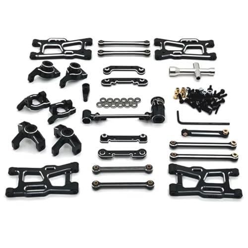 JYYTERD RC Upgrade Zubehör Für Wltoys Für 144001 144010 124007 124008 124017 124018 124019 Metall Suspension Arm Lenkung Tasse Hub Carrier Link Stange Upgrade Teile(Black) von JYYTERD