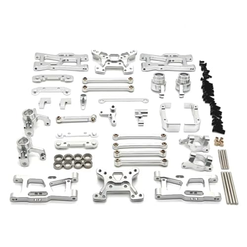 JYYTERD RC Upgrade Zubehör Für Wltoys Für 144016 144018 1/14 Metall Lenkung Tasse Hub Carrier Für Schaukel Arm Link Rod Shock Tower Kit RC Auto Upgrade Teile Zubehör(Silver) von JYYTERD