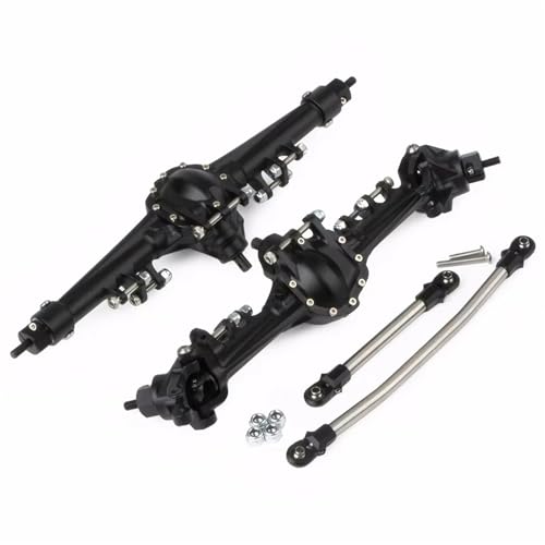 JYYTERD RC Vorder Hinter Achse Kompatibel Mit Axial SCX10 1/10 RC Auto Ersatzteil Ersatzzubehör Aluminiumlegierung Upgrade Vorder-/Hinterachse(Black) von JYYTERD