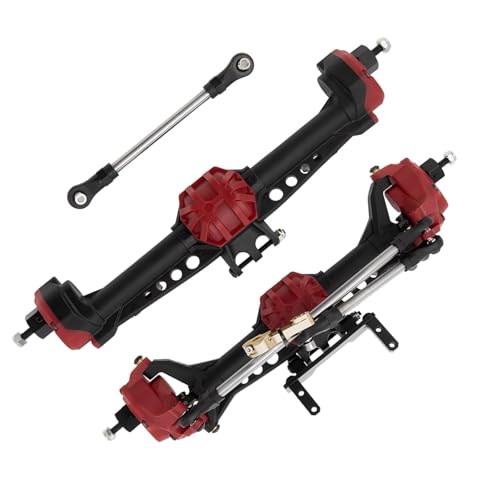 JYYTERD RC Vorder Hinter Achse Kompatibel Mit Axial SCX10 II 1/10 RC Crawler Auto Upgrade Pasrts Portal Achsen Vordere Hinterachse Mit Zahnrädern Lager(Red) von JYYTERD