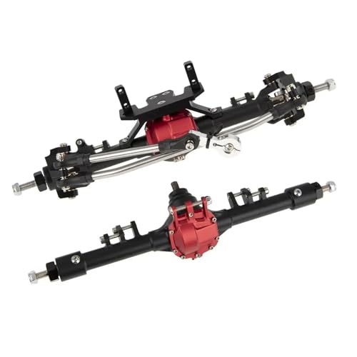 JYYTERD RC Vorder Hinter Achse Kompatibel Mit Axial SCX10 II 90046 90047 Für RGT 86100, Gefräste Aluminium-Vorder- Und Hinterachse, Gerade Achse Für 1/10 RC-Auto-Crawler-Teile(Black) von JYYTERD