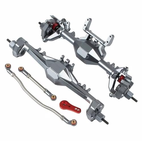 JYYTERD RC Vorder Hinter Achse Kompatibel Mit Axial SCX10 II 90046 Für RGT 86100 Für Redcat GEN8, Aluminium, Integrierte Vorder- Und Hinterportalachse, 1/10 RC Crawler Car(Gray,Rear Front Axle) von JYYTERD