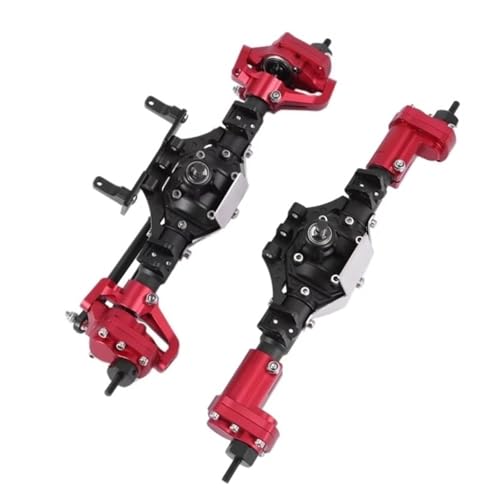 JYYTERD RC Vorder Hinter Achse Kompatibel Mit Axial SCX10 II 90046 RC4WD D90 Für RGT 86100 Für Redcat GEN8 CNC-Portalachse Vorne Und Hinten, 1/10 RC-Raupenauto(Red) von JYYTERD