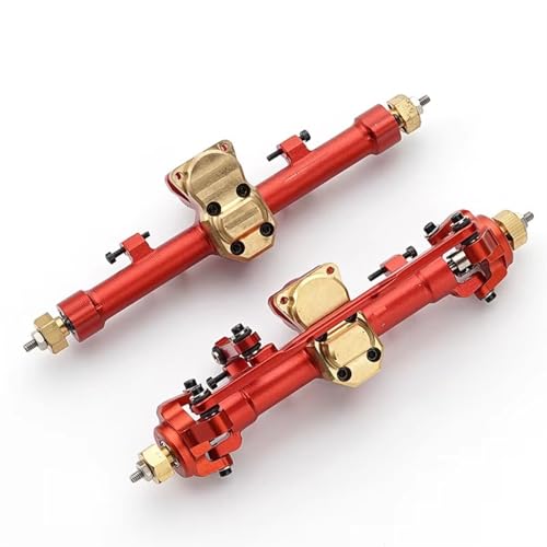 JYYTERD RC Vorder Hinter Achse Kompatibel Mit Axial SCX24 1/24 RC-Autoteil, 2 Stück, Aluminiumlegierung, Vorder- Und Hinterachse, Upgrade-Teile, Ersatzzubehör(Red) von JYYTERD