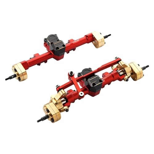 JYYTERD RC Vorder Hinter Achse Kompatibel Mit Axial SCX24 90081 C10 AXl00002 CNC-Metall-Portalachse Vorne Und Hinten, 1/24 RC-Auto, Verbessertes Teilezubehör(Red) von JYYTERD