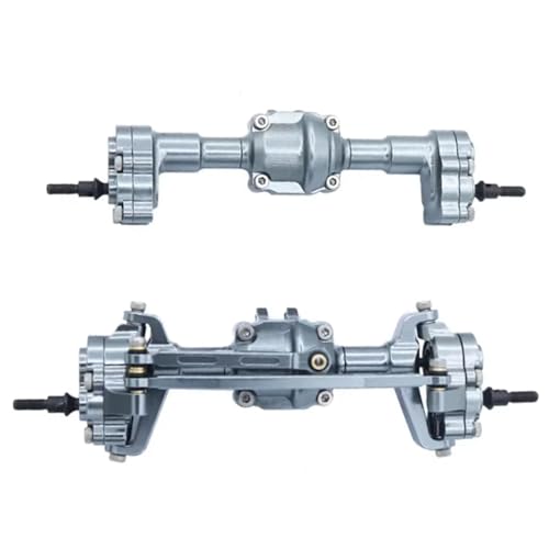 JYYTERD RC Vorder Hinter Achse Kompatibel Mit FMS FCX18 FCX24 RC-Auto-Upgrade-Teil, 2-teiliges Zubehör Für Die Vorder- Und Hinterachse Aus Aluminiumlegierung(Gray) von JYYTERD