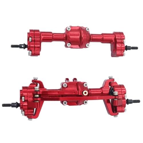 JYYTERD RC Vorder Hinter Achse Kompatibel Mit FMS FCX18 FCX24 RC-Auto-Upgrade-Teil, 2-teiliges Zubehör Für Die Vorder- Und Hinterachse Aus Aluminiumlegierung(Red) von JYYTERD