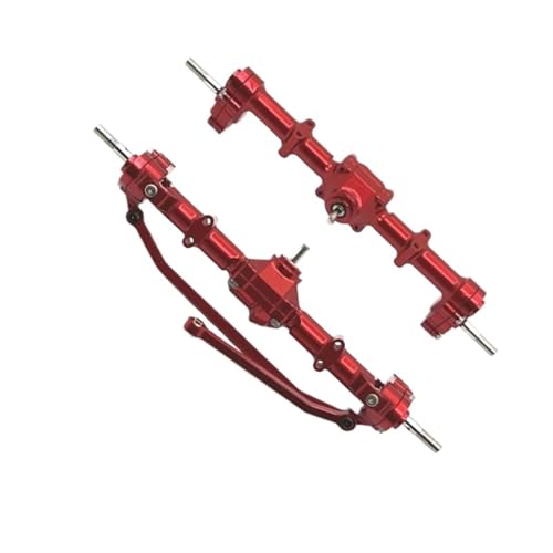 JYYTERD RC Vorder Hinter Achse Kompatibel Mit MN168 1/12 RC-Auto, Metall-Vorder- Und Hinterrad-Portalachse, 12 Mm Radsechskantadapter, Upgrade-Teile, Zubehör(Red) von JYYTERD