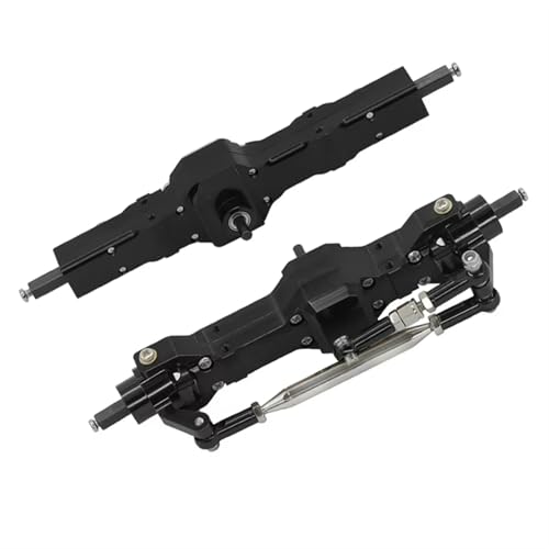 JYYTERD RC Vorder Hinter Achse Kompatibel Mit WPL C14 C24 B14 B24 B16 B36 Für Feiyu Metall Vorder- Und Hinterachse Montagesatz RC Auto Update Teile Zubehör(Black) von JYYTERD