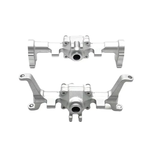 JYYTERD RC Vorder Hinter Achse Kompatibel Mit Xiaoqi Für FMS FCX24 1/24 Fernbedienungsauto-Ersatzteile, Upgrade Aus Aluminiumlegierung, Modifiziertes CNC-Vorder- Und Hinterachsgehäuse(Silver) von JYYTERD