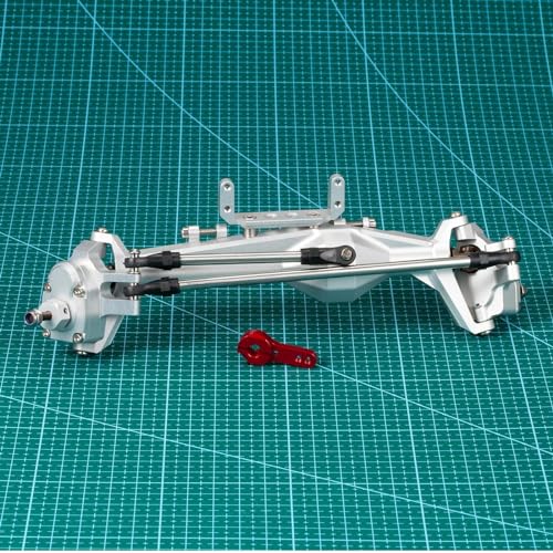 JYYTERD RC-Zubehör Für Axial Für Capra 1,9 Für UTB AXI03004 Für Buggy 4WS 1/10 RC Vorne Hinterachse Set Upgrade Teile Aluminium F9 Portal Achse Upgrades Teile(Silver,Front Axle) von JYYTERD