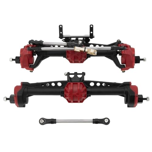 JYYTERD RC-Zubehör Für Axial Für SCX10 II 1/10 RC Crawler Auto Upgrade Portal Achsen Vorne Hinterachse Mit Stahl Getriebe Metall Lager Modifizierte Teile(Red) von JYYTERD