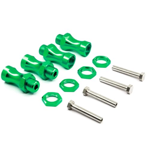 JYYTERD RC-Zubehör Für HSP 1/10 RC Auto Für Buggy Truck Können 1/8 Reifen 4 Stücke Rad Hex 12mm Drehen 17mm Verlängerte Verdickung 30MM Aluminium Adapter(Green) von JYYTERD