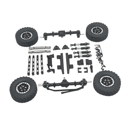 JYYTERD RC-Zubehör Für MN82 LC79 1/12 Vorder- Und Hinterachsensatz, Upgrade-Teile, Servoarm, Pleuel, Reifenklemme, Räder, Pedal, Modifikationszubehör(Black) von JYYTERD