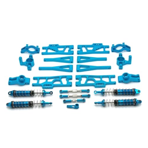 JYYTERD RC-Zubehör Für WLtoys 104009 12402-A 12409 RC Teile Metall Upgrade Refit C-Sitz Lenkung Tasse Schaukel Arm Stoßdämpfer Set(Blue) von JYYTERD