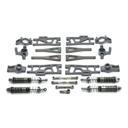 JYYTERD RC-Zubehör Für WLtoys 104009 12402-A 12409 RC Teile Metall Upgrade Refit C-Sitz Lenkung Tasse Schaukel Arm Stoßdämpfer Set(Gray) von JYYTERD