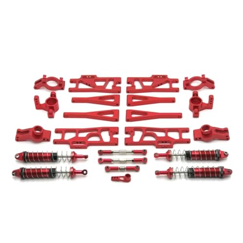 JYYTERD RC-Zubehör Für WLtoys 104009 12402-A 12409 RC Teile Metall Upgrade Refit C-Sitz Lenkung Tasse Schaukel Arm Stoßdämpfer Set(Red) von JYYTERD