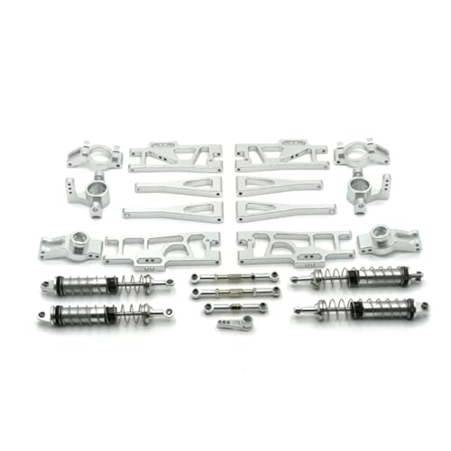 JYYTERD RC-Zubehör Für WLtoys 104009 12402-A 12409 RC Teile Metall Upgrade Refit C-Sitz Lenkung Tasse Schaukel Arm Stoßdämpfer Set(White) von JYYTERD