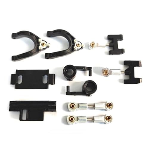 JYYTERD RC-Zubehör Für WPL D12 D42 Modifizierte Teile Metall Lenkung Tasse Oberen Unteren Schaukel Arm Sitz Lenkung Slider Drehen Block 1/10 RC Auto Upgrades Teile(Black) von JYYTERD