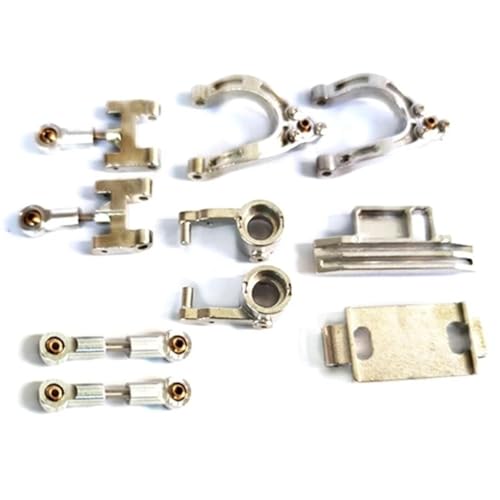 JYYTERD RC-Zubehör Für WPL D12 D42 Modifizierte Teile Metall Lenkung Tasse Oberen Unteren Schaukel Arm Sitz Lenkung Slider Drehen Block 1/10 RC Auto Upgrades Teile(Silver) von JYYTERD