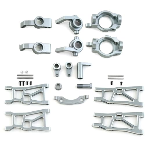 JYYTERD RC-Zubehör Für ZD Für Racing DBX10 10421-S 9102 1/10 RC Für Desert Buggy Upgrade Teile Metall Vorne/Hinten Schwinge Arm Lenkung Tasse/Gruppe C-Sitz(Silver) von JYYTERD