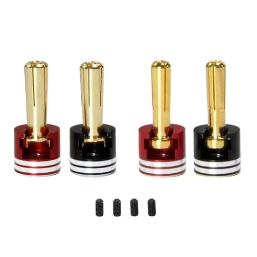 JYYTERD Rc Car Zubehör 4 Teile/Satz Schweißen-freies Hard Shell Metall Kühlkörper Bullet Plugs & Griffe 4mm/5mm Set Für 1/10 Off-Road Truck RC Auto Upgrade Teile(4mm) von JYYTERD