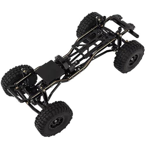 JYYTERD Rc Car Zubehör Kompatibel Mit 1/24 Für Axial SCX24 AXI00005 RC-Auto-Upgrade-Teile 1:24 DIY Metall-Upgrade-Autorahmen Mit Doppelten Vorderachsen(Black,with Wheels) von JYYTERD