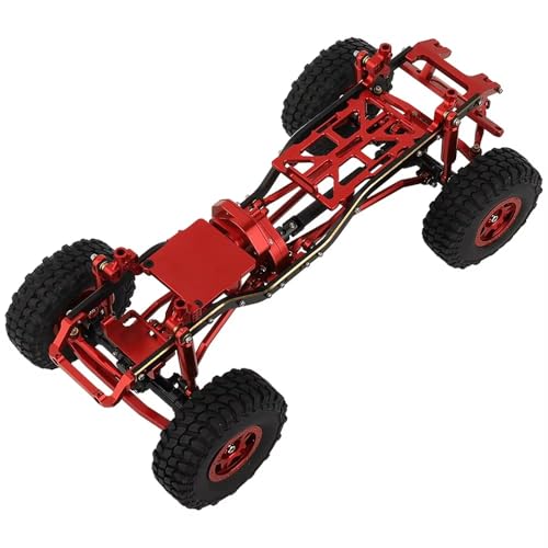 JYYTERD Rc Car Zubehör Kompatibel Mit 1/24 Für Axial SCX24 AXI00005 RC-Auto-Upgrade-Teile 1:24 DIY Metall-Upgrade-Autorahmen Mit Doppelten Vorderachsen(Red,with Wheels) von JYYTERD