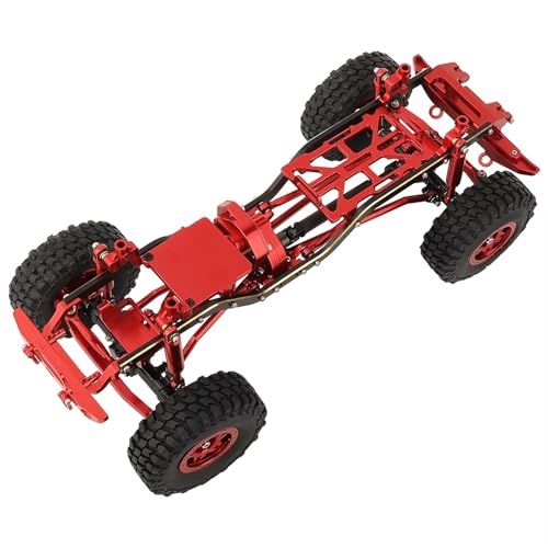 JYYTERD Rc Car Zubehör Kompatibel Mit 1/24 Für Axial SCX24 AXI00005 RC-Auto-Upgrade-Teile 1:24 DIY Metall-Upgrade-Autorahmen Mit Doppelten Vorderachsen(Red,with Wheels+Bumper) von JYYTERD