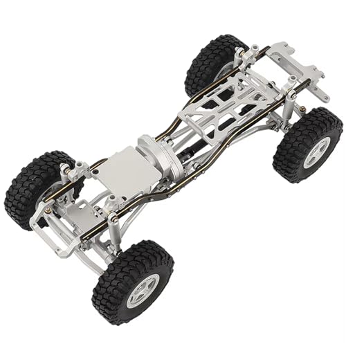 JYYTERD Rc Car Zubehör Kompatibel Mit 1/24 Für Axial SCX24 AXI00005 RC-Auto-Upgrade-Teile 1:24 DIY Metall-Upgrade-Autorahmen Mit Doppelten Vorderachsen(Silver,with Wheels) von JYYTERD