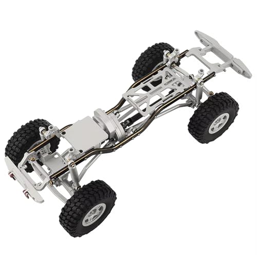 JYYTERD Rc Car Zubehör Kompatibel Mit 1/24 Für Axial SCX24 AXI00005 RC-Auto-Upgrade-Teile 1:24 DIY Metall-Upgrade-Autorahmen Mit Doppelten Vorderachsen(Silver,with Wheels+Bumper) von JYYTERD