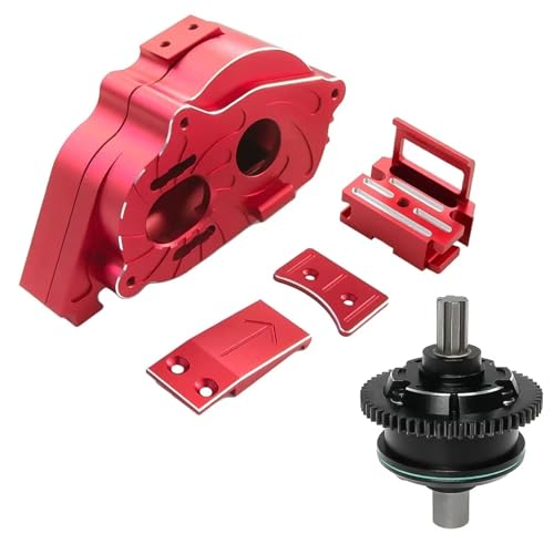 JYYTERD Rc Car Zubehör Kompatibel Mit Arrma Für Kraton Für Outcast 4S V2 Für BLX 1/10 RC-Auto-Upgrade-Teile-Zubehör, Metall-Mittelgetriebe Und Differential-Set(Red) von JYYTERD