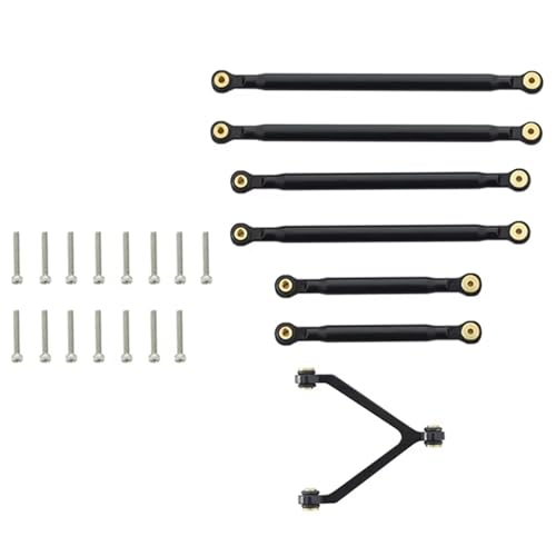 JYYTERD Rc Car Zubehör Kompatibel Mit Axial Für SCX24 90081 1/24 RC Crawler Auto Metall Zugstange Link Linkage Tie Rod Kit Upgrade Teile Zubehör(Black) von JYYTERD