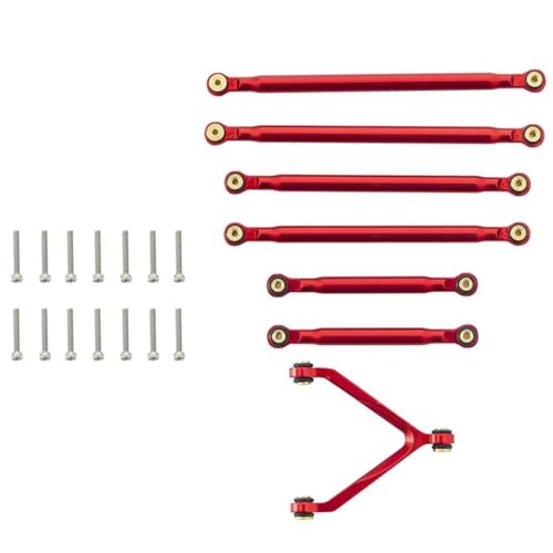 JYYTERD Rc Car Zubehör Kompatibel Mit Axial Für SCX24 90081 1/24 RC Crawler Auto Metall Zugstange Link Linkage Tie Rod Kit Upgrade Teile Zubehör(Red) von JYYTERD