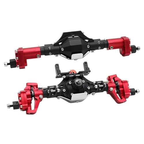 JYYTERD Rc Car Zubehör Kompatibel Mit Axial SCX10 II 90046 90047 D90 1/10 RC Für Rock Crawler Vorder- Und Hinterportalachse CNC-Aluminiumlegierung Eloxiert(Red,Front and Rear) von JYYTERD