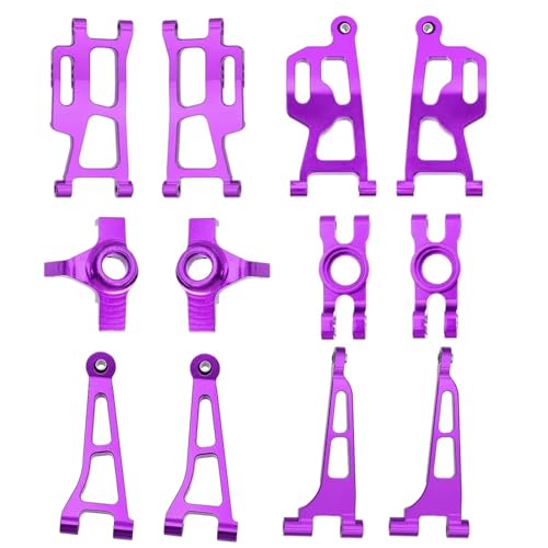 JYYTERD Rc Car Zubehör Kompatibel Mit MJX Für Hyper Go 14210 14209 1/14 RC Autoteile Metall Vorne Hinterachse DIY Kit Lenkbecher Oben Unten Für Schwingarm-Set(Purple) von JYYTERD