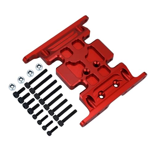 JYYTERD Rc Car Zubehör Kompatibel Mit SCX10 90047 90022 90028 1/10 RC Crawler Upgrade Teile Aluminium AlloySkid Plate Getriebehalterung(Red,A) von JYYTERD